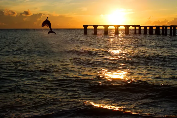 a sunset over a body of water