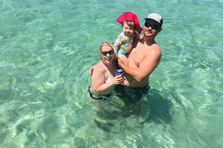 a person swimming in a body of water